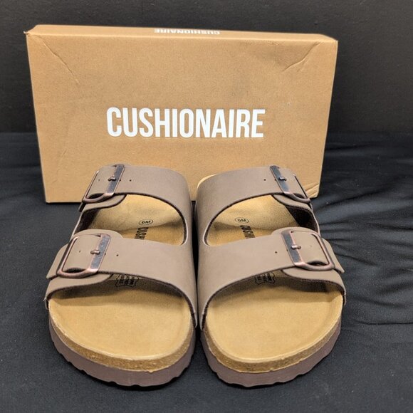 Cushionaire Lane Cork Double Buckle Footbed Women's Sandals US 6M Brown Nubuck - Picture 2 of 8